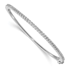 14k White Gold A Diamond Hinged Bangle - 3