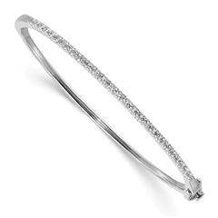 14k White Gold AA Diamond Hinged Bangle - 2