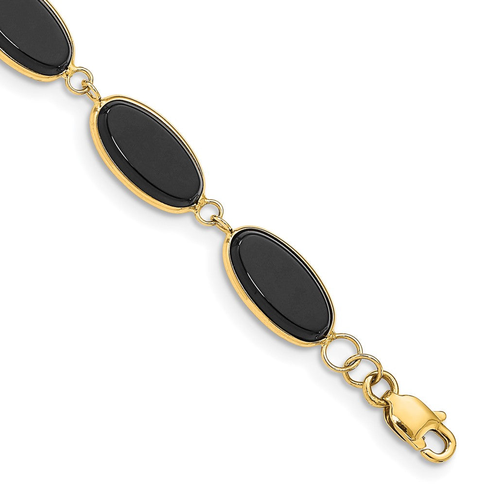 14k Polished 12x7mm Onyx 8.25 inch Bracelet