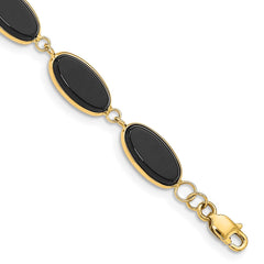14k Polished 12x7mm Onyx 8.25 inch Bracelet