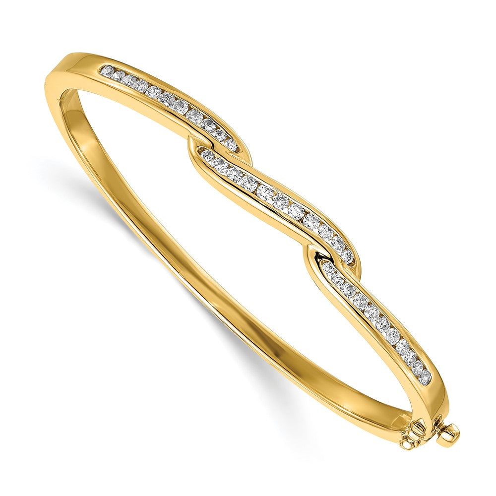 14k Complete 1 carat AA Diamond Hinged Oval Bangle Bracelet
