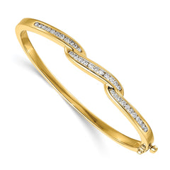 14k Complete 1 carat AAA Diamond Hinged Oval Bangle Bracelet
