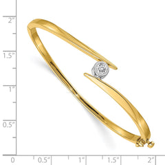 14k Two-tone Complete 1/3 carat AAA Diamond Hinged Oval Bangle Bracelet