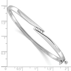 14k White Gold Holds 1/8 carat 3-2.2mm Round Stones Hinged Oval Bangle Bracelet Mounting