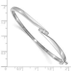 14k White Gold Complete 3-Stone 1/8 carat VS Diamond Hinged Oval Bangle Bracelet