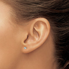 14k White Gold 3mm Aquamarine Stud Earrings
