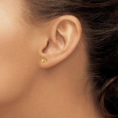 14k White Gold 4mm Citrine Stud Earrings