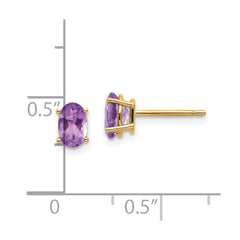 14k 6x4 Oval February/Amethyst Post Earrings