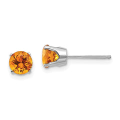 14k White Gold 5mm Citrine Stud Earrings