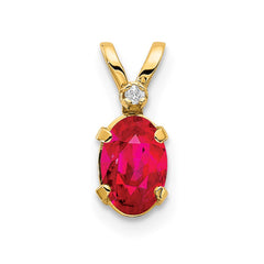 14k Diamond & Ruby Birthstone Pendant