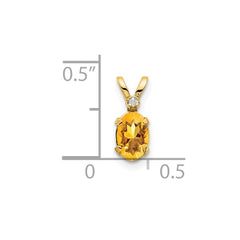 14k Diamond & Citrine Birthstone Pendant