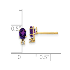 14k Diamond & Amethyst Birthstone Earrings