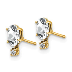 14k Diamond & White Topaz Birthstone Earrings