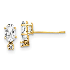 14k Diamond & White Topaz Birthstone Earrings