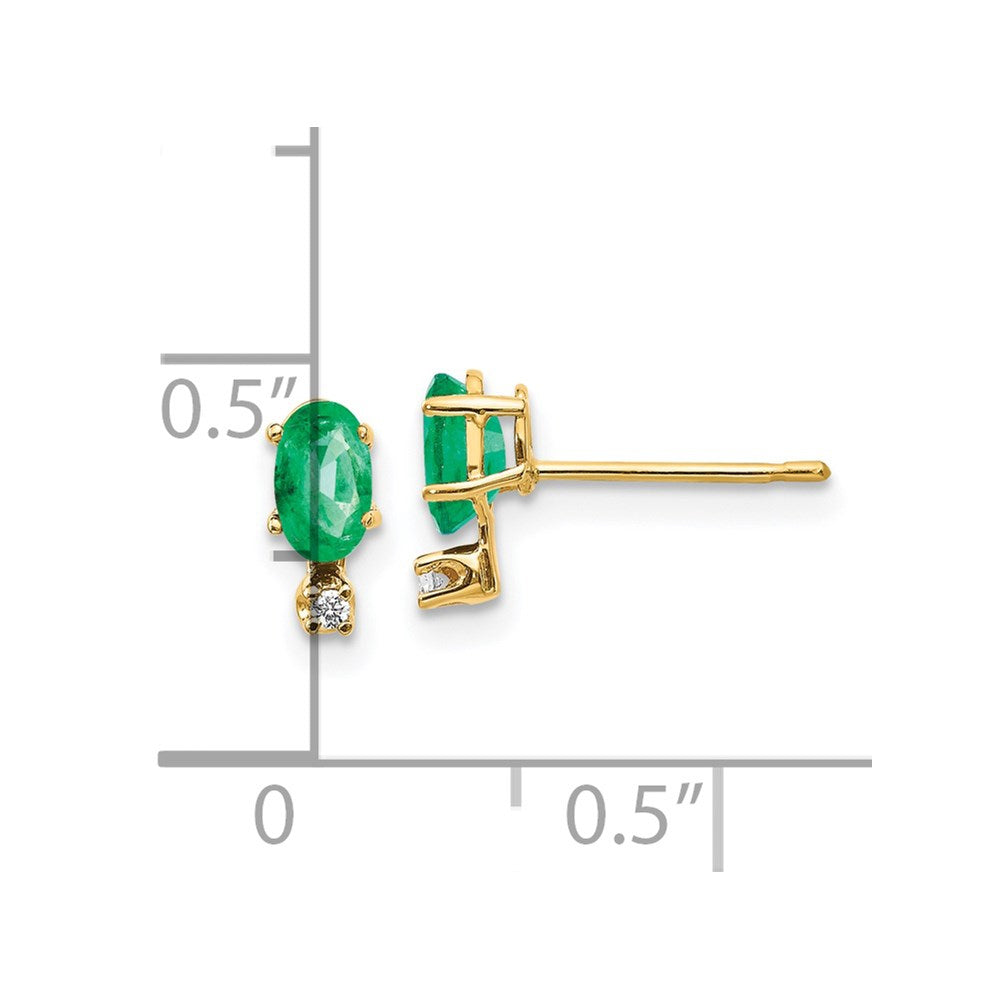 14k Diamond & Emerald Birthstone Earrings