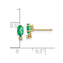 14k Diamond & Emerald Birthstone Earrings
