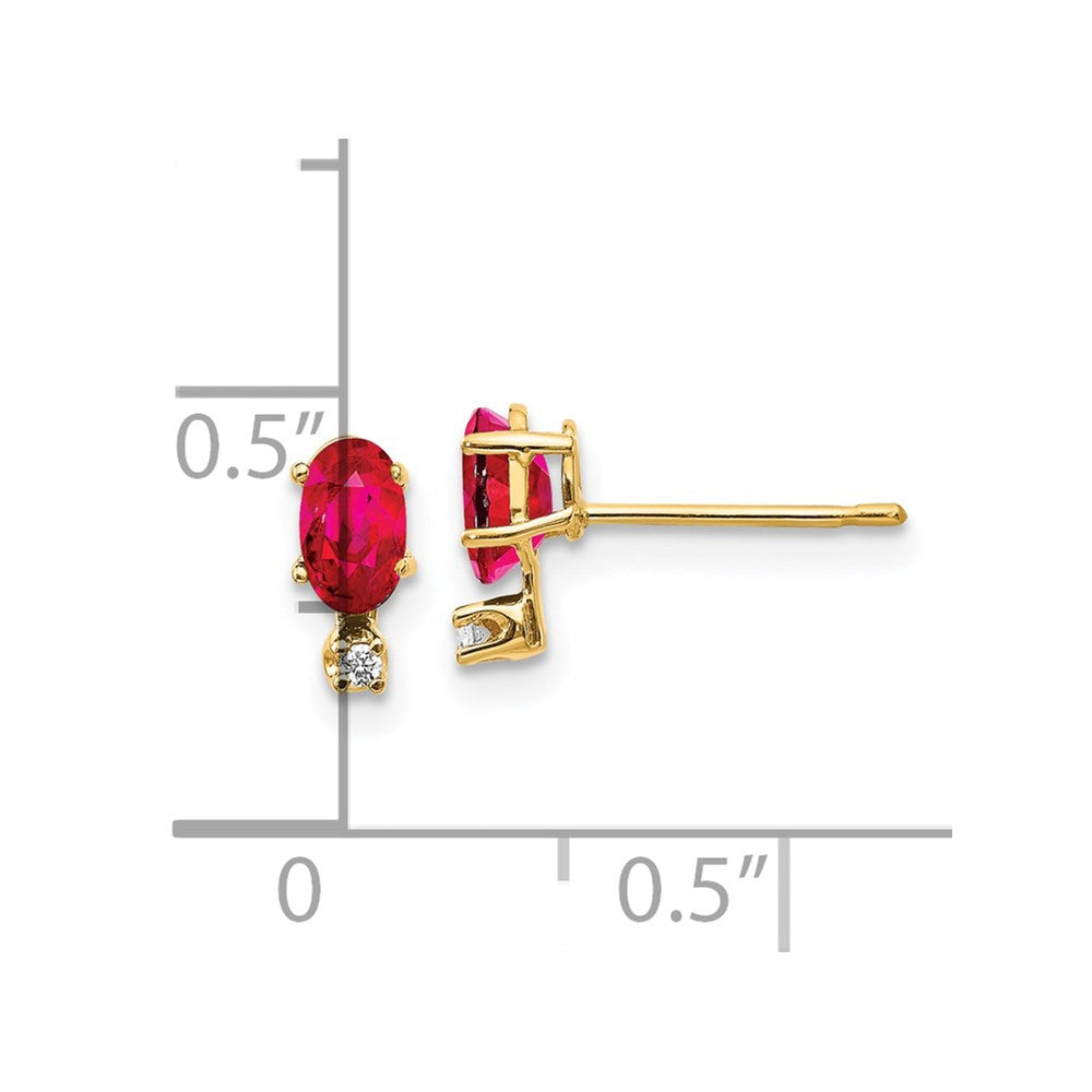 14k Diamond & Ruby Birthstone Earrings