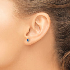 14K White Gold Diamond and Sapphire Birthstone Earrings