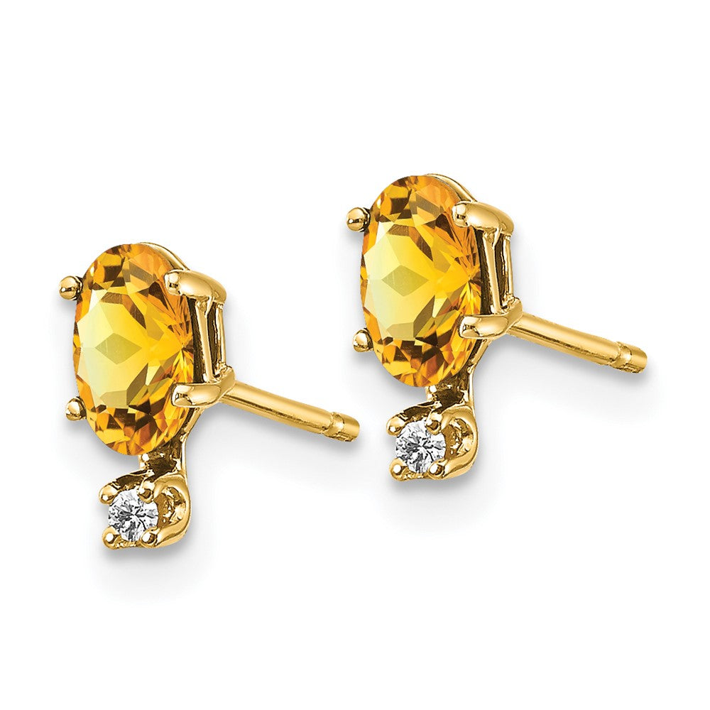 14k Diamond & Citrine Birthstone Earrings