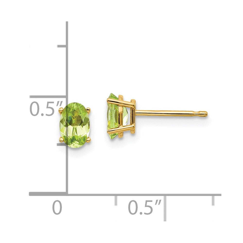 14k 6x4 Oval August/Peridot Post Earrings