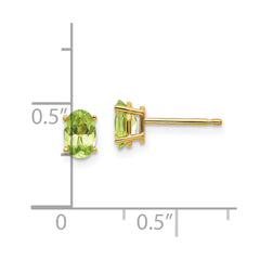 14k 6x4 Oval August/Peridot Post Earrings