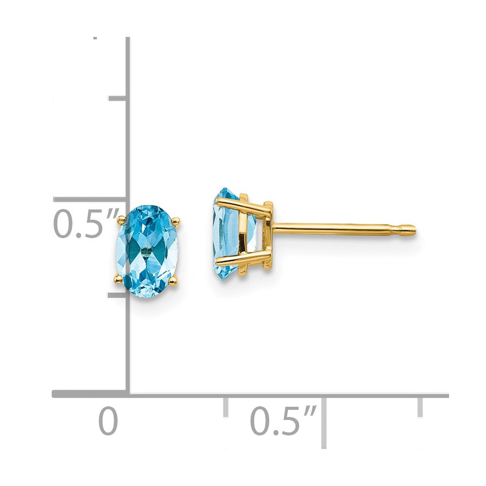 14k 6x4 Oval December/Blue Topaz Post Earrings