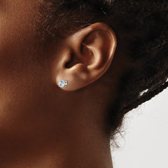 14k White Gold 4mm Bezel March/Aquamarine Post Earrings