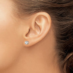 14k White Gold 4mm Bezel April/White Topaz Post Earrings