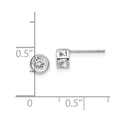 14k White Gold 4mm Bezel April/White Topaz Post Earrings