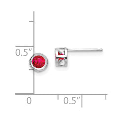 14k White Gold 4mm July Ruby Earrings