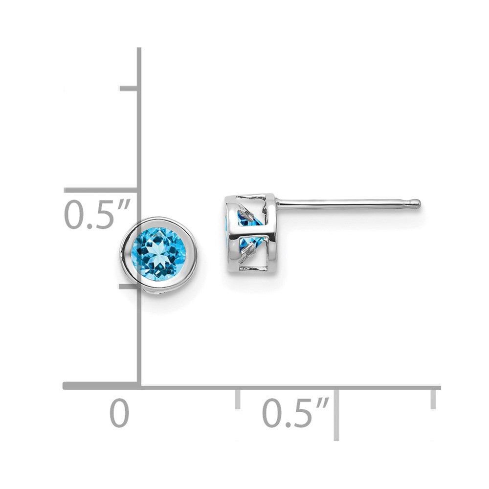14k White Gold 4mm Blue topaz December Earrings