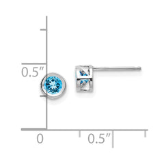 14k White Gold 4mm Blue topaz December Earrings