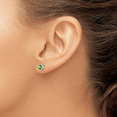 14k White Gold 5mm Bezel Peridot Stud Earrings