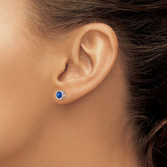 14k White Gold 5mm Bezel Sapphire Stud Earrings