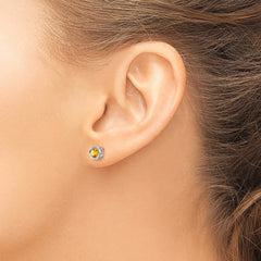 14k White Gold 5mm Bezel Citrine Stud Earrings