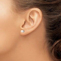 14k White Gold 4.5mm Round June/FW Cultured Pearl Post Earrings