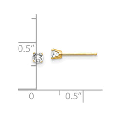 14k 3mm April/ White Topaz Post Earrings