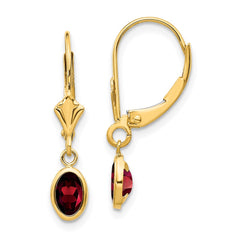 14k 6x4mm Garnet/January Earrings - 2
