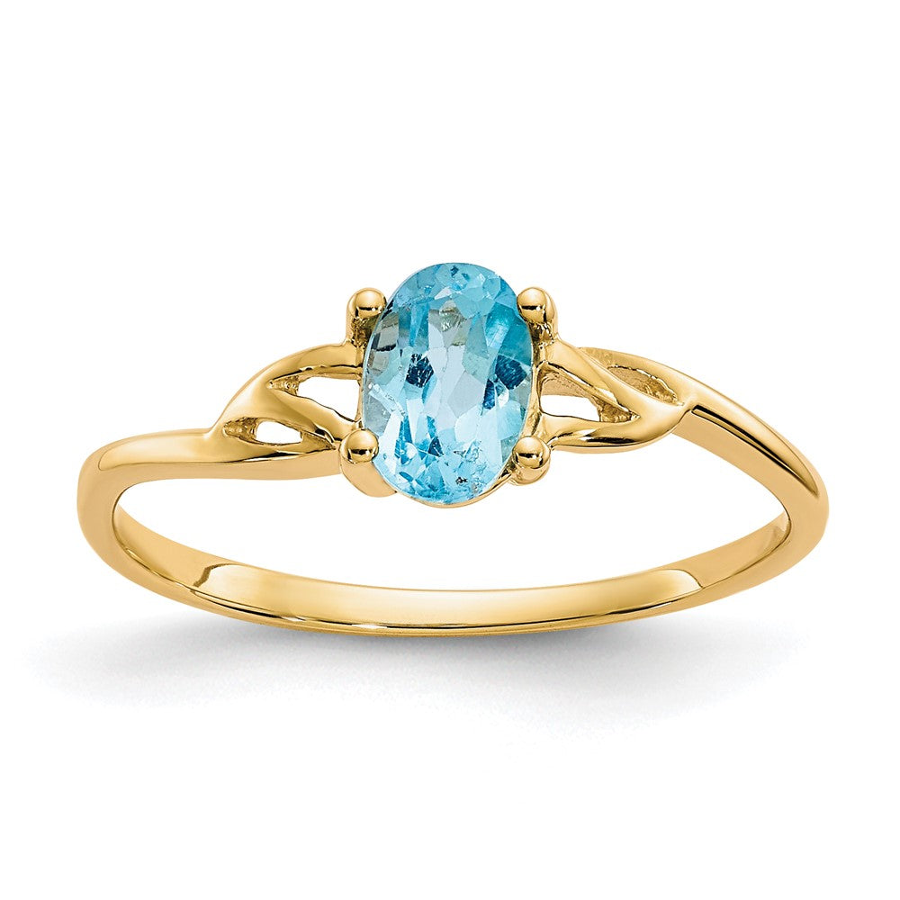 14k Blue Topaz Birthstone Ring - 3