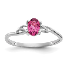 14k White Gold Pink Tourmaline Birthstone Ring - 3