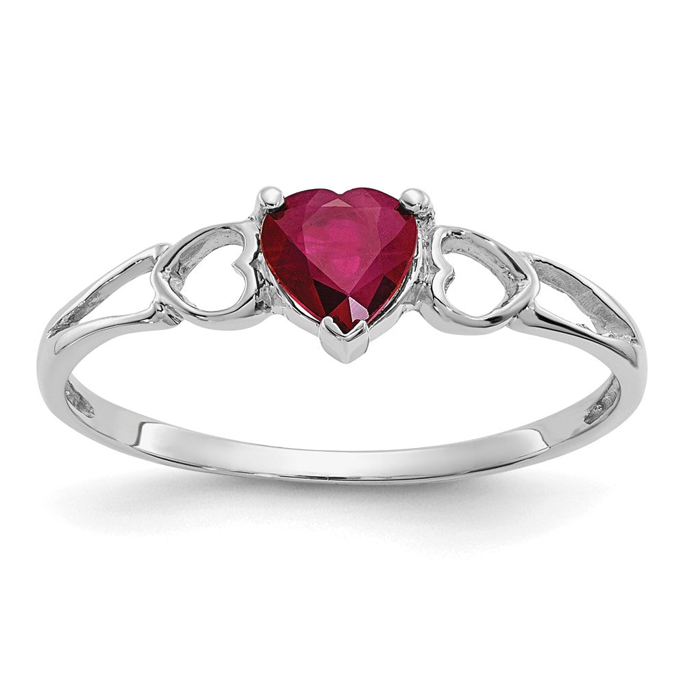 14k White Gold Ruby Birthstone Ring - 4