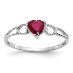 14k White Gold Ruby Birthstone Ring - 4