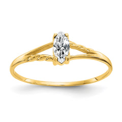 14k White Topaz Birthstone Ring - 4