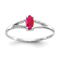 14k White Gold Ruby Birthstone Ring - 2