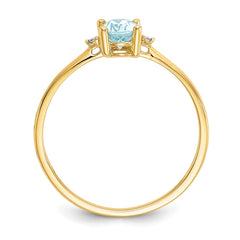 14k Diamond & Aquamarine Birthstone Ring