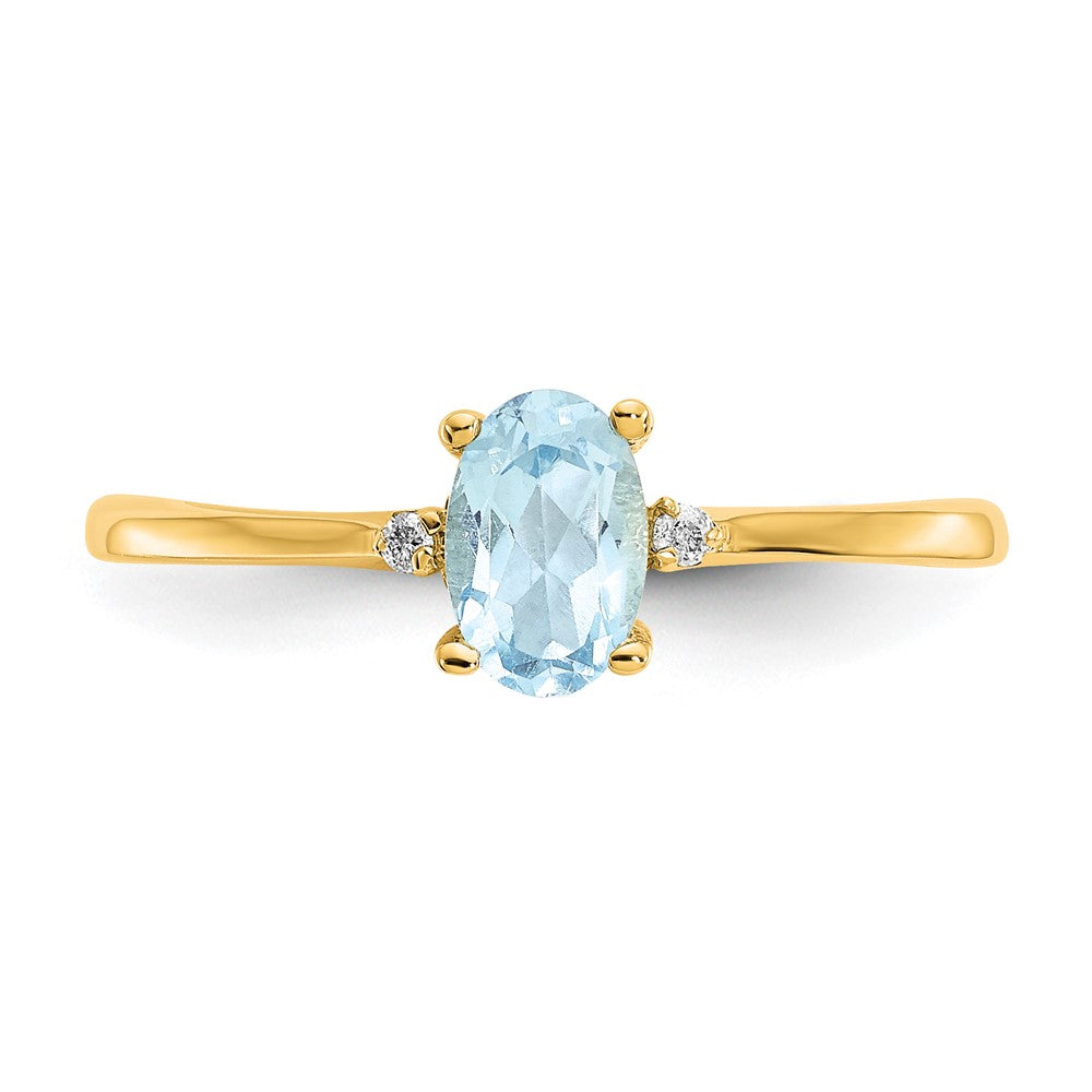 14k Diamond & Aquamarine Birthstone Ring