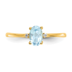 14k Diamond & Aquamarine Birthstone Ring