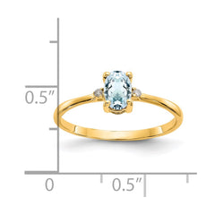 14k Diamond & Aquamarine Birthstone Ring