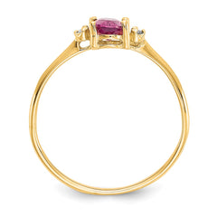 14k Diamond & Pink Tourmaline Birthstone Ring