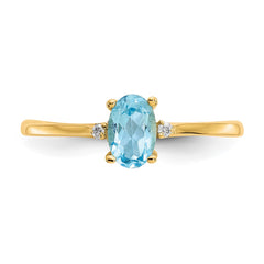 14k Diamond & Blue Topaz Birthstone Ring